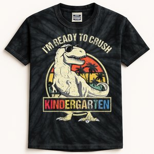 I'm Ready To Crush Kindergarten Dinosaur Back To School Kids Tie-Dye T-Shirt