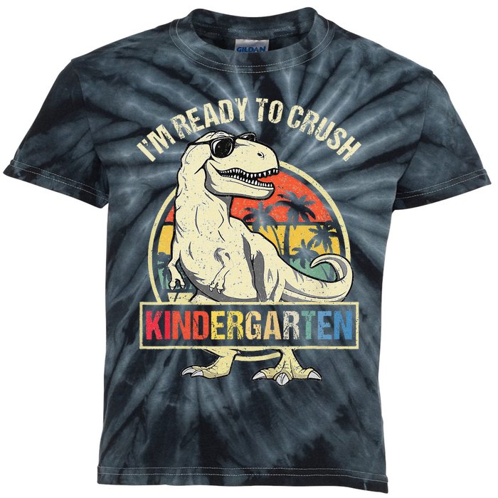 I'm Ready To Crush Kindergarten Dinosaur Back To School Kids Tie-Dye T-Shirt