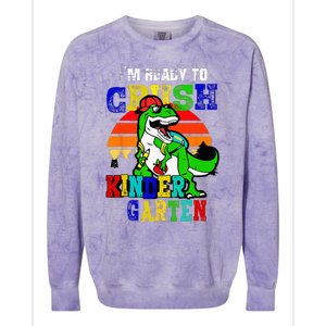 Im Ready To Crush Kindergarten TRex Dinosaur Back To School Colorblast Crewneck Sweatshirt