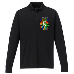 Im Ready To Crush Kindergarten TRex Dinosaur Back To School Performance Long Sleeve Polo