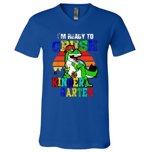 Im Ready To Crush Kindergarten TRex Dinosaur Back To School V-Neck T-Shirt