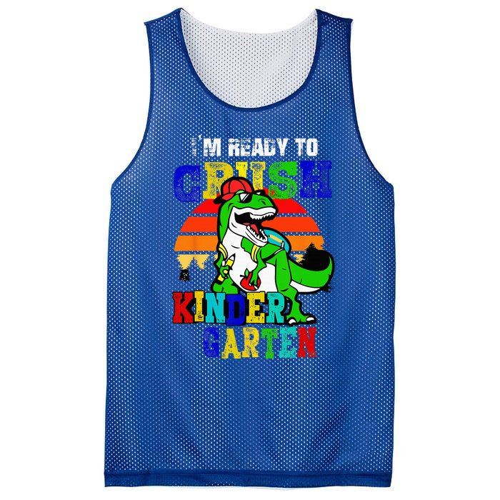 Im Ready To Crush Kindergarten TRex Dinosaur Back To School Mesh Reversible Basketball Jersey Tank