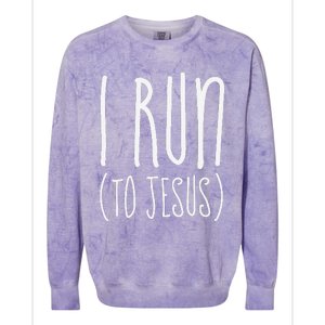 I Run Towards Jesus Christian Colorblast Crewneck Sweatshirt