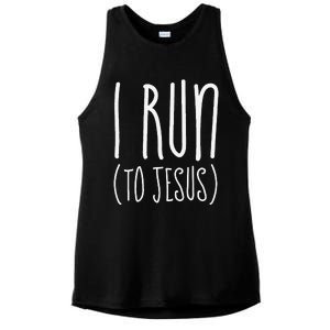 I Run Towards Jesus Christian Ladies PosiCharge Tri-Blend Wicking Tank