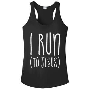 I Run Towards Jesus Christian Ladies PosiCharge Competitor Racerback Tank