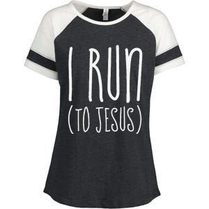 I Run Towards Jesus Christian Enza Ladies Jersey Colorblock Tee