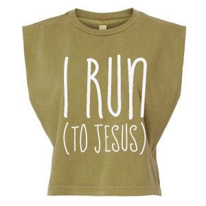 I Run Towards Jesus Christian Garment-Dyed Women's Muscle Tee