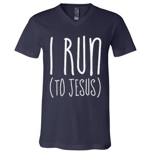 I Run Towards Jesus Christian V-Neck T-Shirt