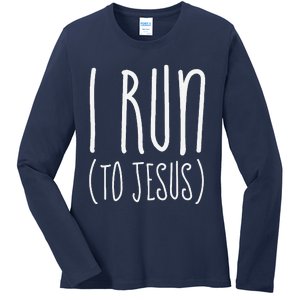 I Run Towards Jesus Christian Ladies Long Sleeve Shirt