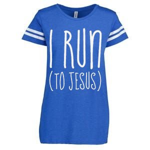 I Run Towards Jesus Christian Enza Ladies Jersey Football T-Shirt