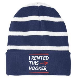 I Rented This Hooker Offensive Funny Striped Beanie with Solid Band