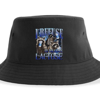 I Refuse To Tolerate Lactose Racoon Meme Lactose Intolerant Sustainable Bucket Hat