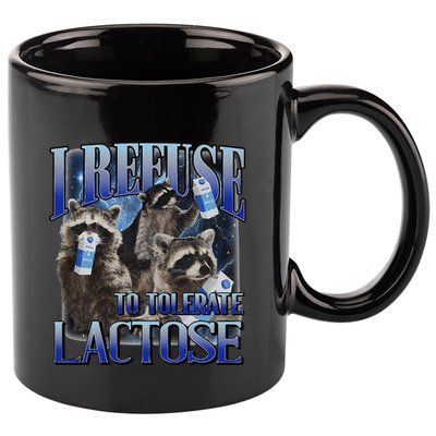 I Refuse To Tolerate Lactose Racoon Meme Lactose Intolerant 11oz C Handle Ceramic Mug