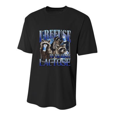 I Refuse To Tolerate Lactose Racoon Meme Lactose Intolerant Youth Performance Sprint T-Shirt