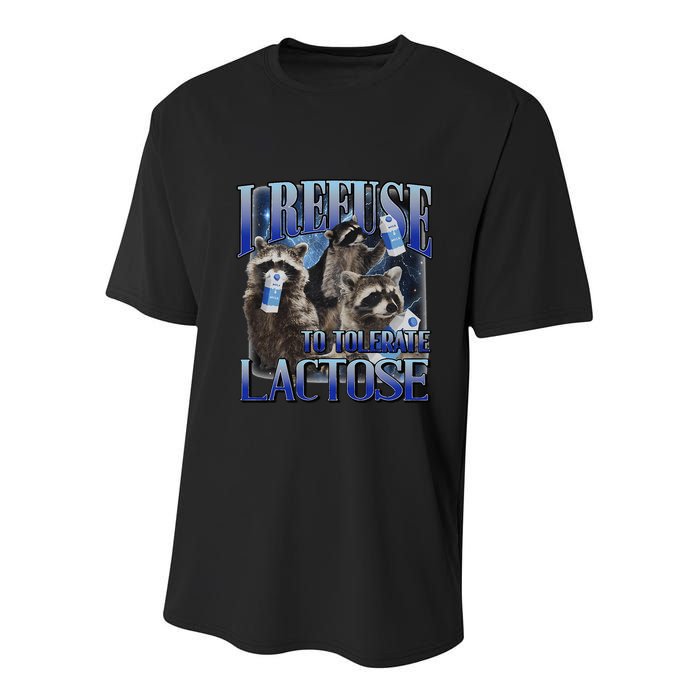 I Refuse To Tolerate Lactose Racoon Meme Lactose Intolerant Youth Performance Sprint T-Shirt