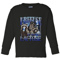 I Refuse To Tolerate Lactose Racoon Meme Lactose Intolerant Toddler Long Sleeve Shirt