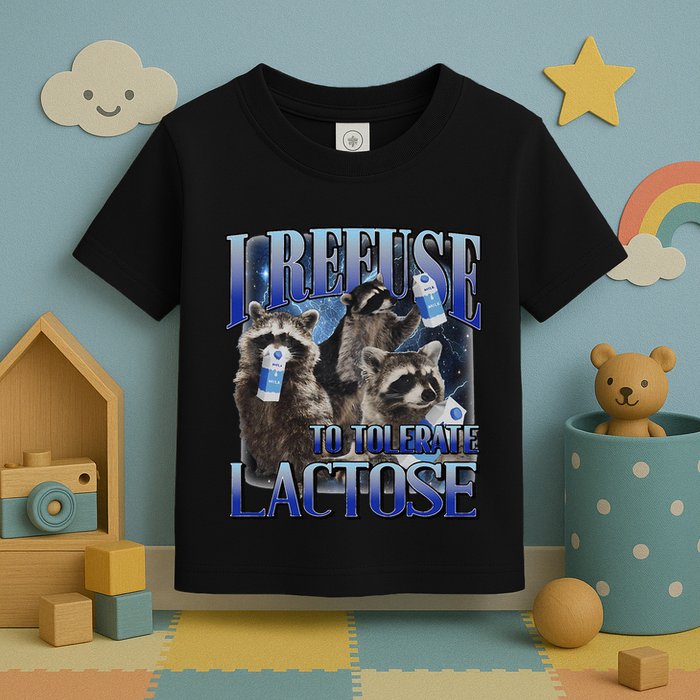 I Refuse To Tolerate Lactose Racoon Meme Lactose Intolerant Toddler T-Shirt