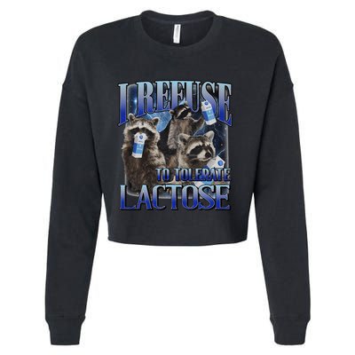 I Refuse To Tolerate Lactose Racoon Meme Lactose Intolerant Cropped Pullover Crew
