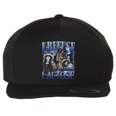I Refuse To Tolerate Lactose Racoon Meme Lactose Intolerant Wool Snapback Cap
