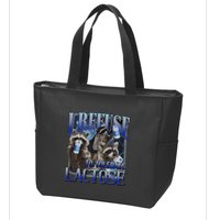 I Refuse To Tolerate Lactose Racoon Meme Lactose Intolerant Zip Tote Bag