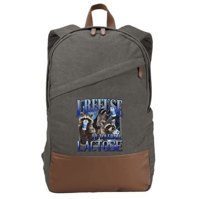 I Refuse To Tolerate Lactose Racoon Meme Lactose Intolerant Cotton Canvas Backpack