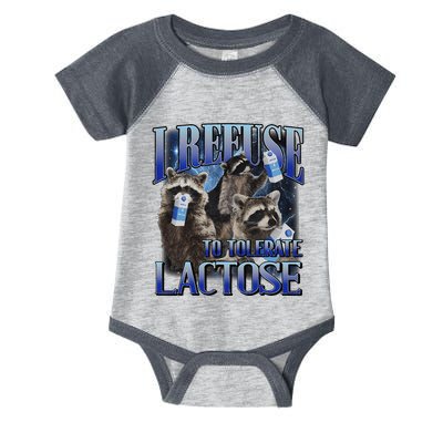 I Refuse To Tolerate Lactose Racoon Meme Lactose Intolerant Infant Baby Jersey Bodysuit