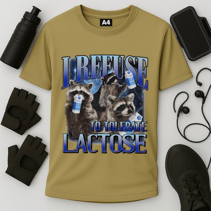 I Refuse To Tolerate Lactose Racoon Meme Lactose Intolerant Performance Shirt
