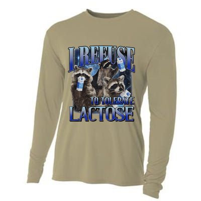 I Refuse To Tolerate Lactose Racoon Meme Lactose Intolerant Cooling Performance Long Sleeve Crew