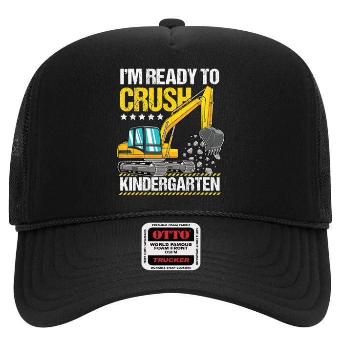 Im Ready To Crush Kindergarten Construction Vehicle Boy High Crown Mesh Back Trucker Hat