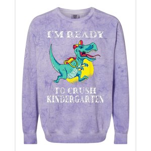 I'm Ready To Crush Kindergarten Trex Dinosaur Back To School Colorblast Crewneck Sweatshirt