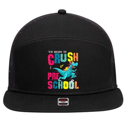 Im Ready To Crush Preschool Trex Dinosaur Back To School 7 Panel Mesh Trucker Snapback Hat