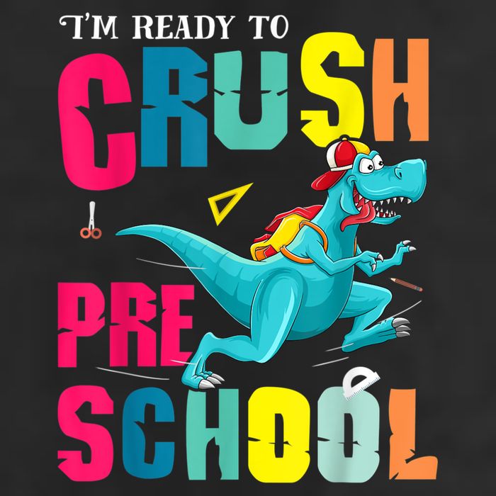 Im Ready To Crush Preschool Trex Dinosaur Back To School 7 Panel Mesh Trucker Snapback Hat