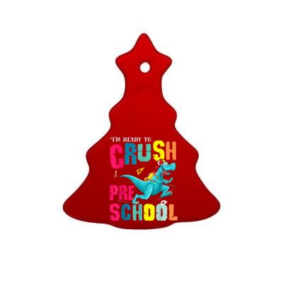 Im Ready To Crush Preschool Trex Dinosaur Back To School Ceramic Tree Ornament