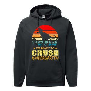 I'm Ready To Crush Kindergarten TRex Dinosaur Back To School Performance Fleece Hoodie