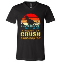 I'm Ready To Crush Kindergarten TRex Dinosaur Back To School V-Neck T-Shirt