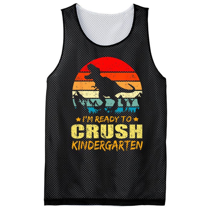 I'm Ready To Crush Kindergarten TRex Dinosaur Back To School Mesh Reversible Basketball Jersey Tank