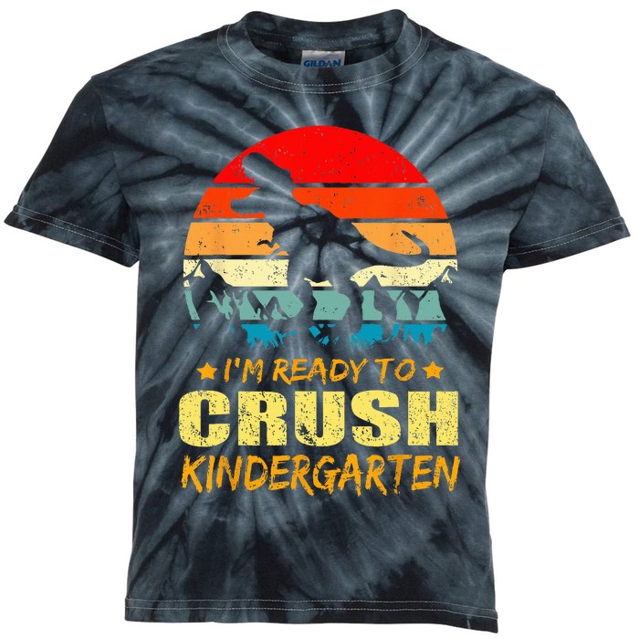 I'm Ready To Crush Kindergarten TRex Dinosaur Back To School Kids Tie-Dye T-Shirt