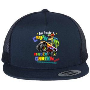 I'm Ready To Crush Kindergarten Dinosaur Back To School Kids Flat Bill Trucker Hat