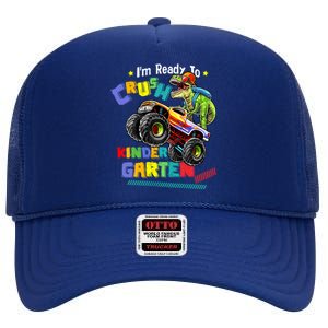 I'm Ready To Crush Kindergarten Dinosaur Back To School Kids High Crown Mesh Back Trucker Hat