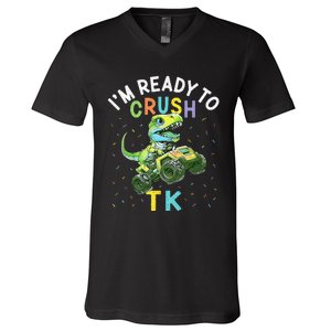 I'm Ready To Crush TK Dinosaur Back To School TK Funny V-Neck T-Shirt