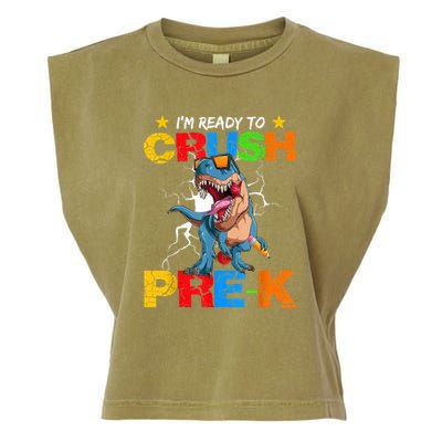 Im Ready To Crush Prek Dinosaur Back To School Garment-Dyed Women's Muscle Tee