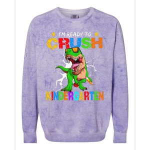 I'm Ready To Crush Kindergarten Dinosaur Back To School Colorblast Crewneck Sweatshirt