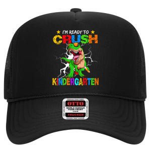 I'm Ready To Crush Kindergarten Dinosaur Back To School High Crown Mesh Back Trucker Hat