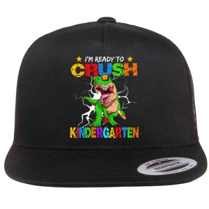 I'm Ready To Crush Kindergarten Dinosaur Back To School Flat Bill Trucker Hat