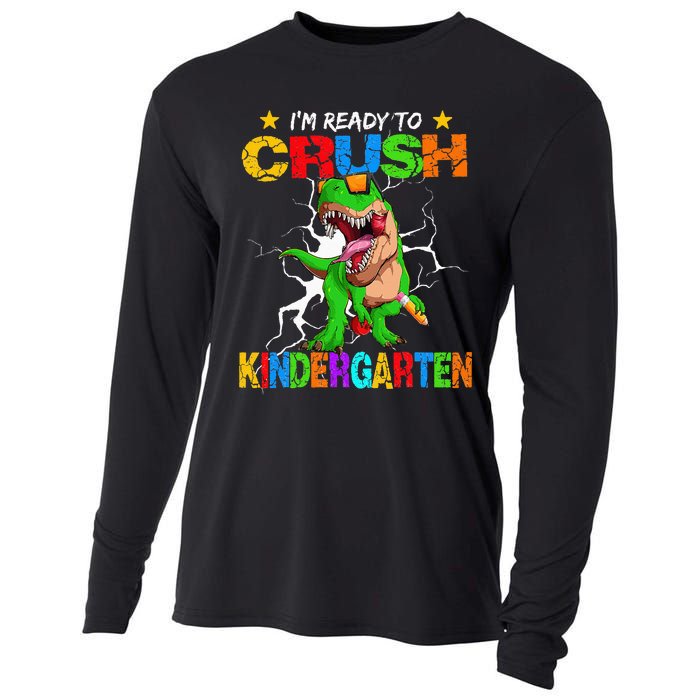 I'm Ready To Crush Kindergarten Dinosaur Back To School Cooling Performance Long Sleeve Crew