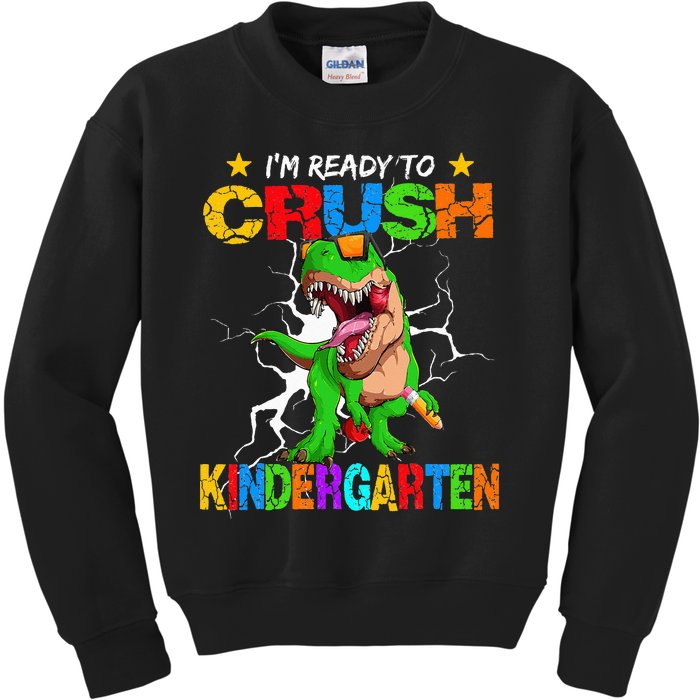 I'm Ready To Crush Kindergarten Dinosaur Back To School Kids Sweatshirt