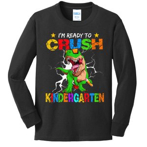 I'm Ready To Crush Kindergarten Dinosaur Back To School Kids Long Sleeve Shirt