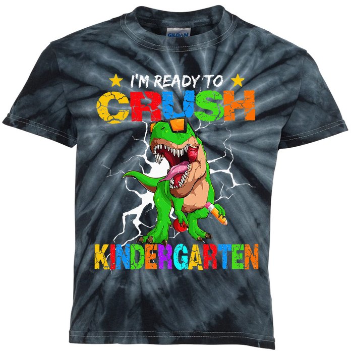 I'm Ready To Crush Kindergarten Dinosaur Back To School Kids Tie-Dye T-Shirt