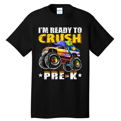 Im Ready To Crush Prek Monster Truck Backpack Back To School Tall T-Shirt