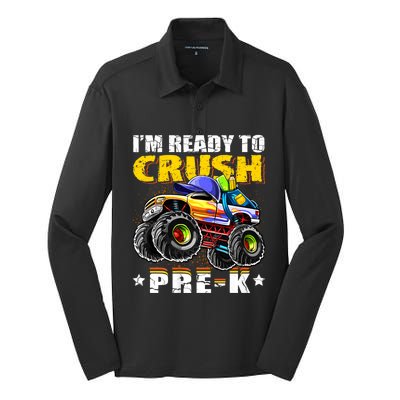 Im Ready To Crush Prek Monster Truck Backpack Back To School Silk Touch Performance Long Sleeve Polo